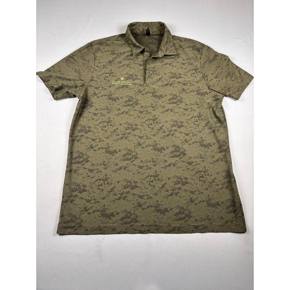 Adidas Playa Paraiso Golfcore Polo Shirt Mens Green Camo Recycled Polyester L